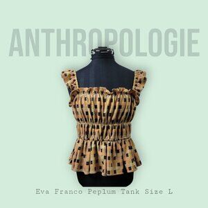 Anthropologie Eva Franco Smocked Peplum Top Size L